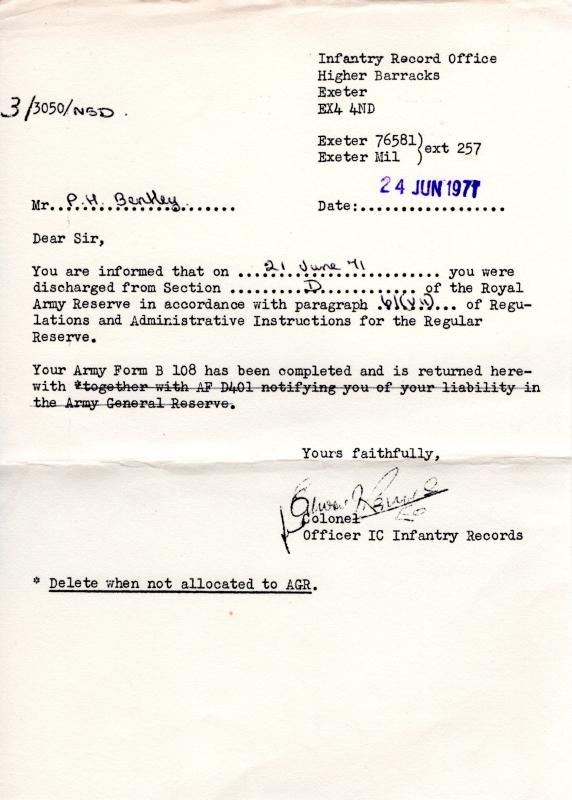 AA Discharge letter of Peter H Bentley