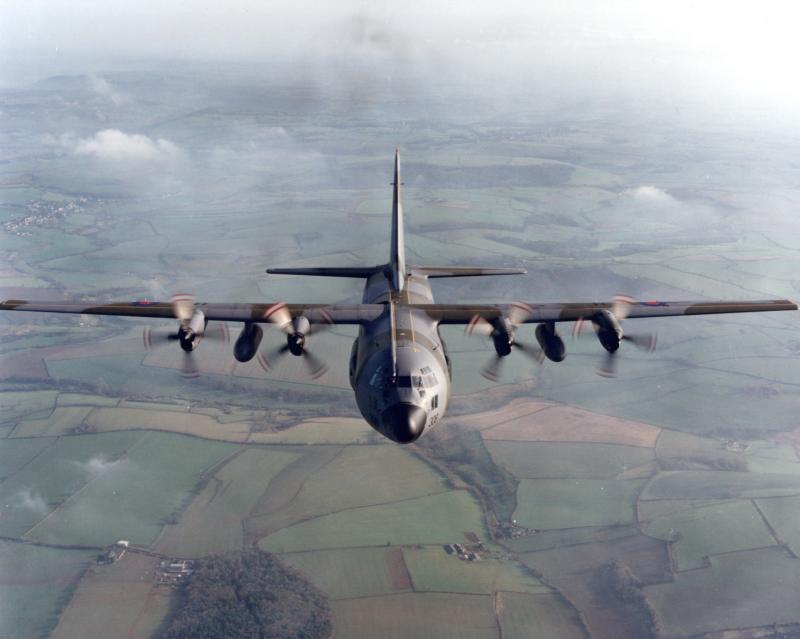 AA RAF C130 Hercules in flight
