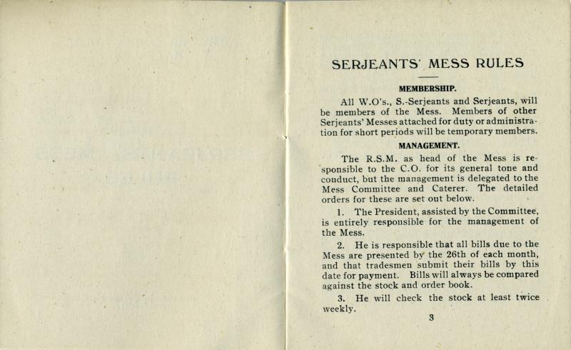 OS Sgt.E.Hewitt. AAC Holding Bn. Mess Rules. 1946 (3)