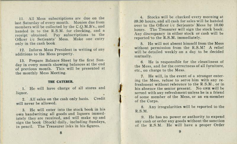 OS Sgt.E.Hewitt. AAC Holding Bn. Mess Rules. 1946 (6)