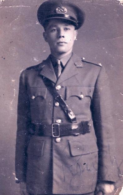 OS Stanley J Jeavons in officers uniform before joining the airborne forces  