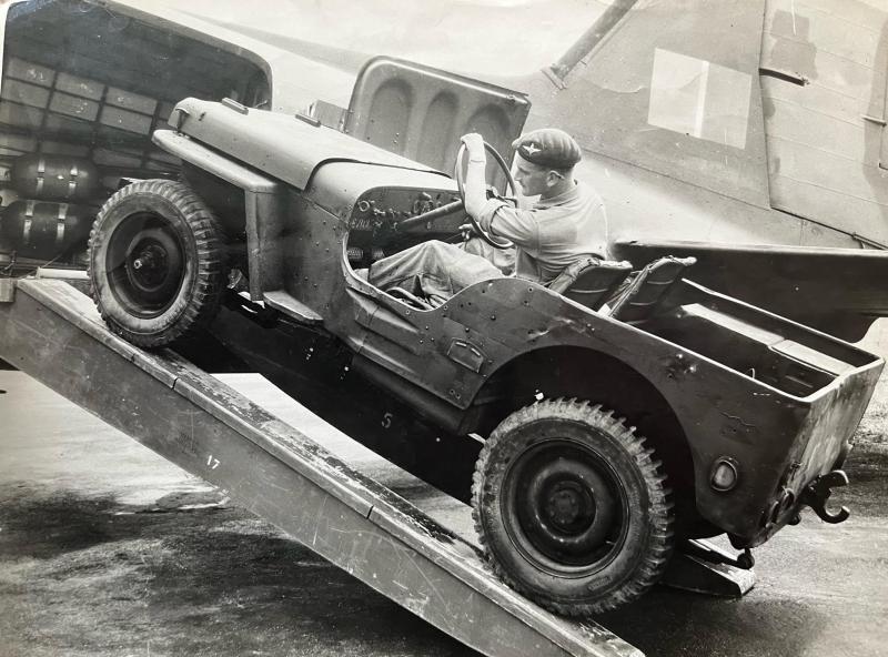 OS Eric Dobbs loading jeep into a glider at RAF Aquir