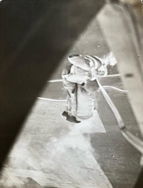 OS Eric Dobbs parachuting with kit bag  4