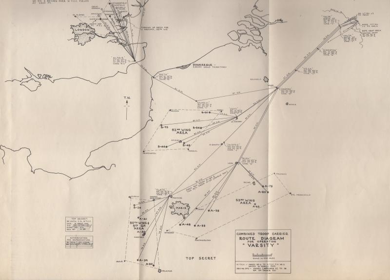 AA Combined Troop Carrier Route Diagram For Op Varsity