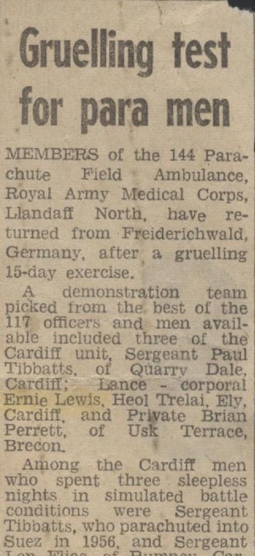 An article about a gruelling exercise undertaken by 144 Field Ambulance in Germany