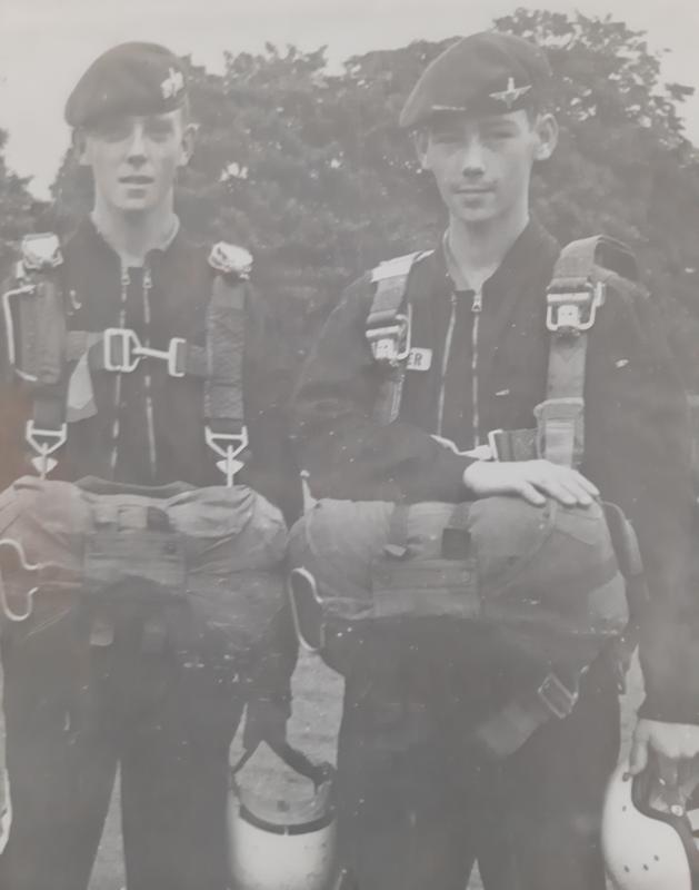 OS JPC 1968. R Ramsey left and Jock Craigie attending Free Fall course at Netheravon. 