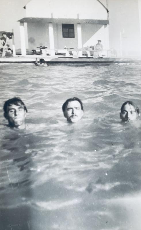 OS George swimming with friends