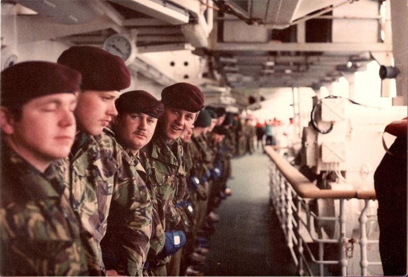 OS Paras in a queue on the deck of the Canberra