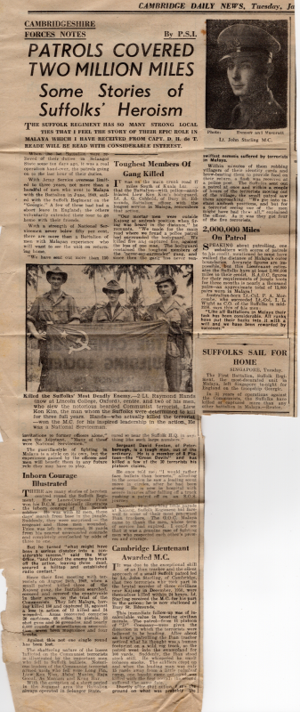 A description of Brig. Joe Starling's service in Malaya in the Cambridge Daily News (1951)