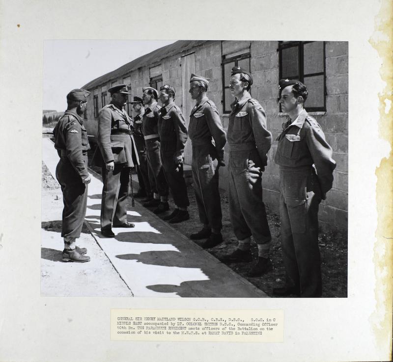 General Sir Henry Maitland Wilson accompanied by Lt.Col Smythe meets the officers of 10th Parachute Battalion
