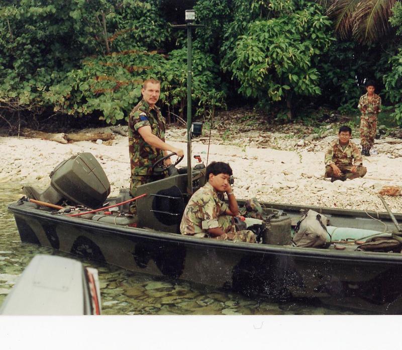 Steve 'Yank' Thayer on Island Patrol, Snake Caye, Belize, 1987