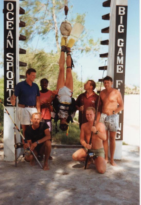 Soldiers show off their 'Big Game Fishing' prize catch, Kenya, 1990
