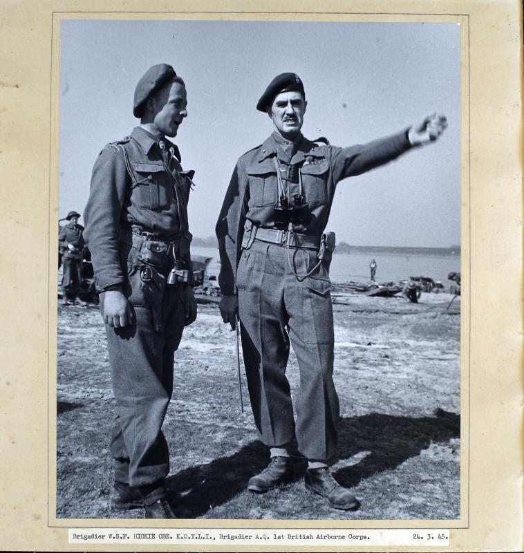 Photograph of Brigadier W.S.F Hickie talking to an Officer