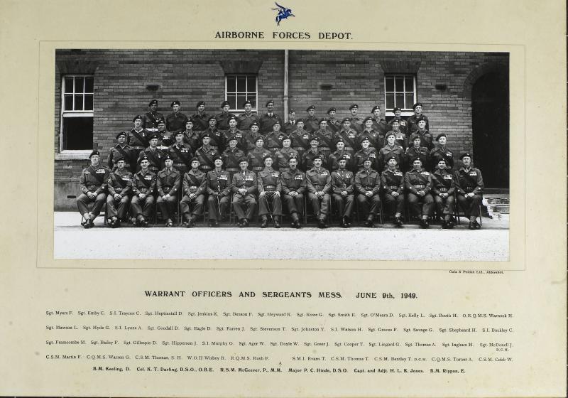 Group Photograph of the WO's and Sergeant's Mess, the Parachute Regiment and Airborne Forces Depot, 1949