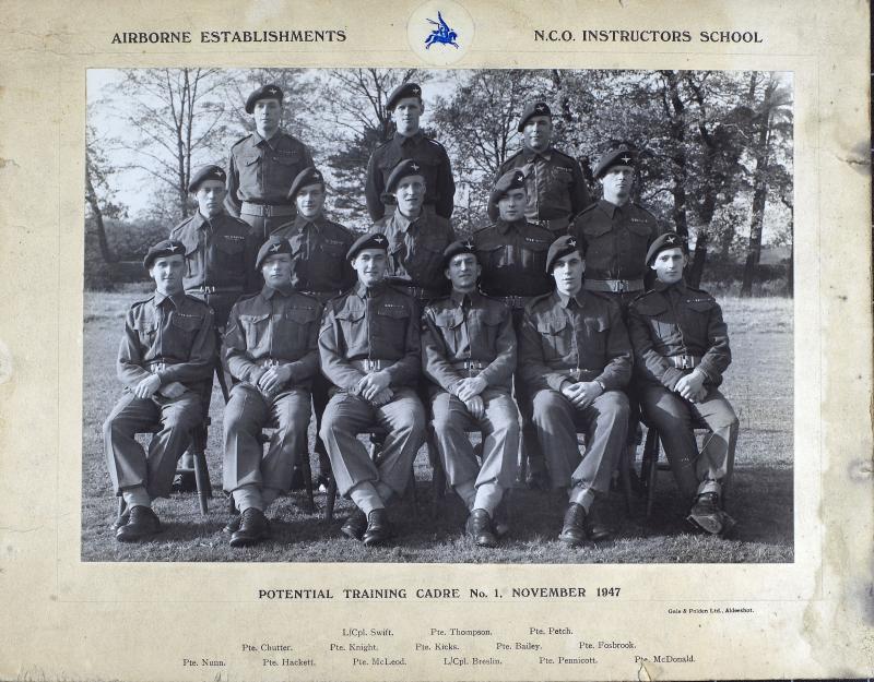 Airborne Establishments N.C.O Instructors School, Potential Training Cadre No.1 November 1947