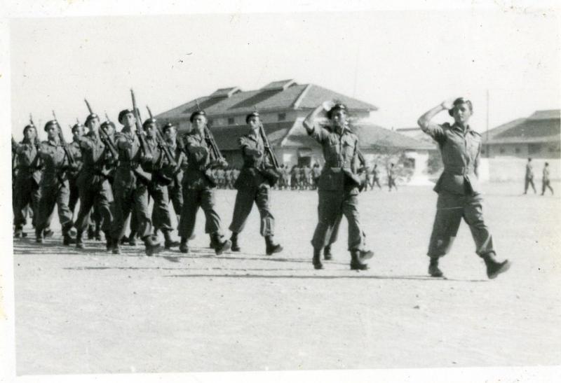 15th Battalion march past the C-in-C, Gen Sir Claude Auchinlek, Bilaspur, India, April 1946