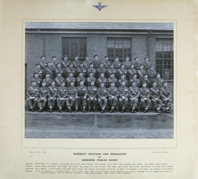 Group Photograph of the WO's and Sergeant's of the Airborne Forces Depot, 1951