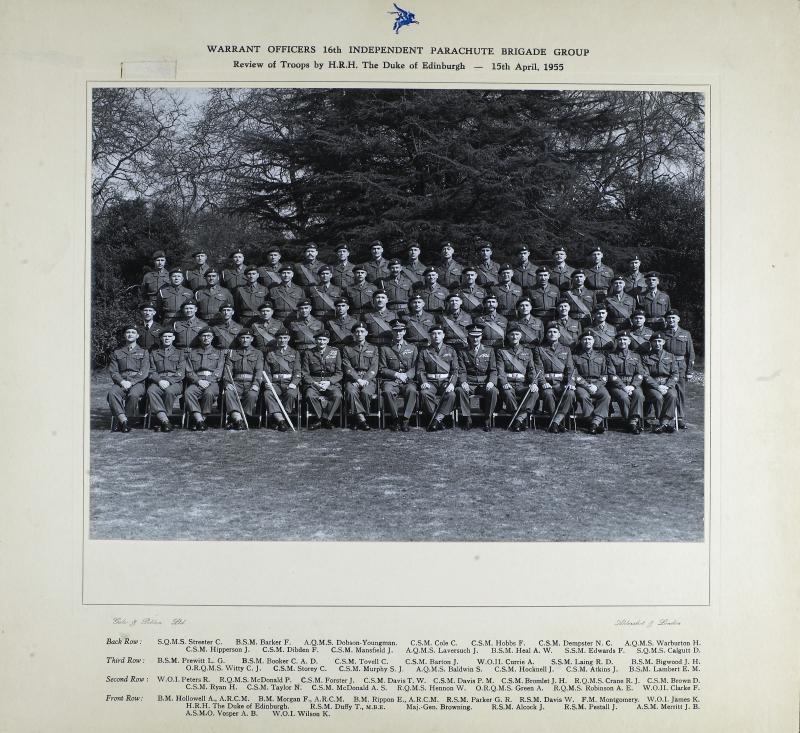 Group Photograph of WO's, the 16th Independent Parachute Brigade, 1955