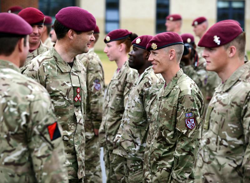 Brig N Borton DSO MBE, Cdr of 16 AA Bde with members 15 AACS Sqn during ...