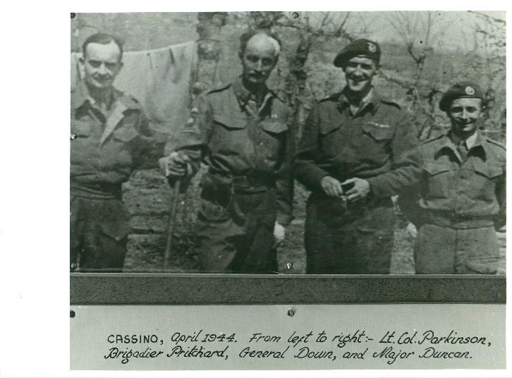 Four officers including General Down in Cassino, 1944.