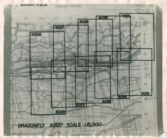 Map showing bridges along River Po for Operation Dragonfly.