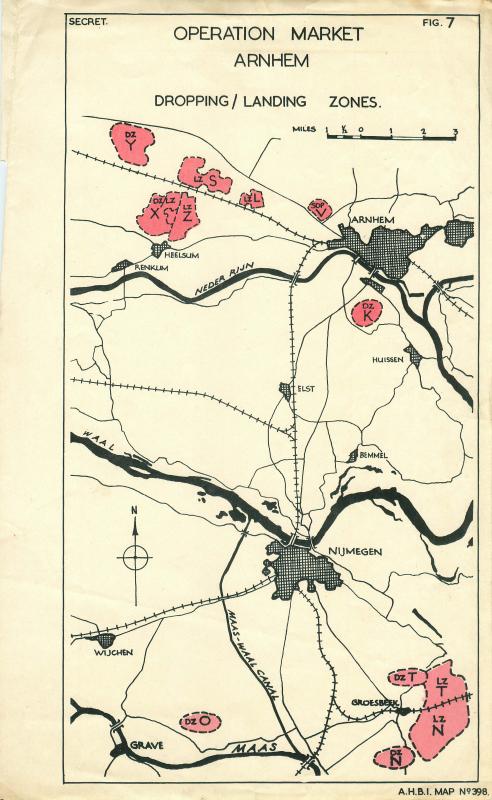 Map showing Arnhem dropping/landing zones.