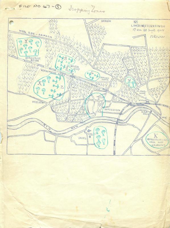 Map showing Arnhem dropping zones.