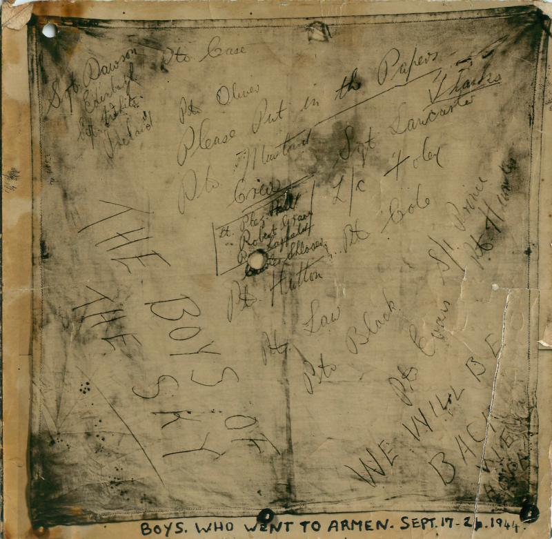 Some scribbled messages names by airborne soldiers who went to Arnhem.