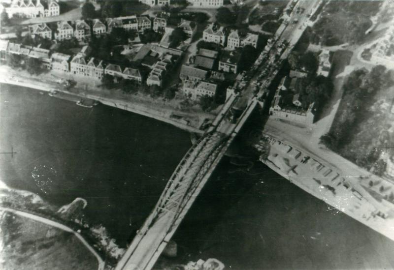 Aerial view of ArnehmBridge showing British positions.