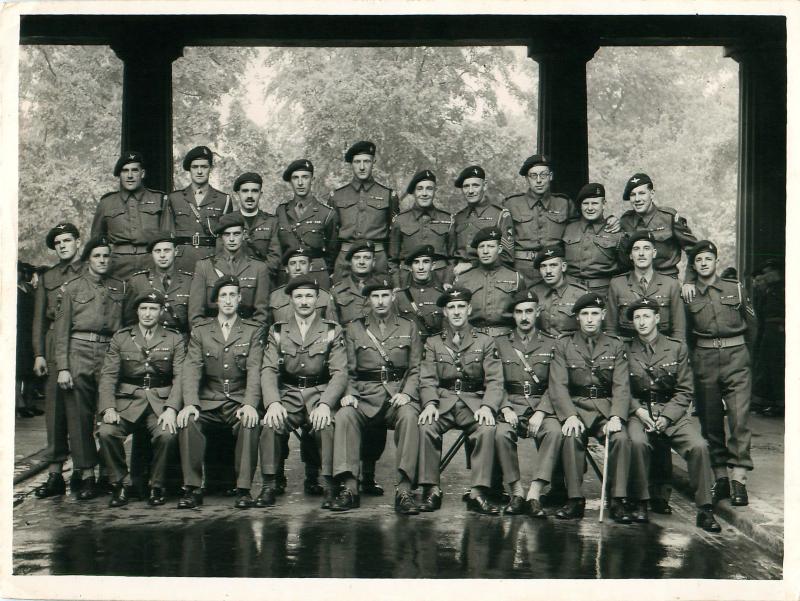 Group shot of members of 5th Parachute Brigade at Buckingham Palace, June 1945.