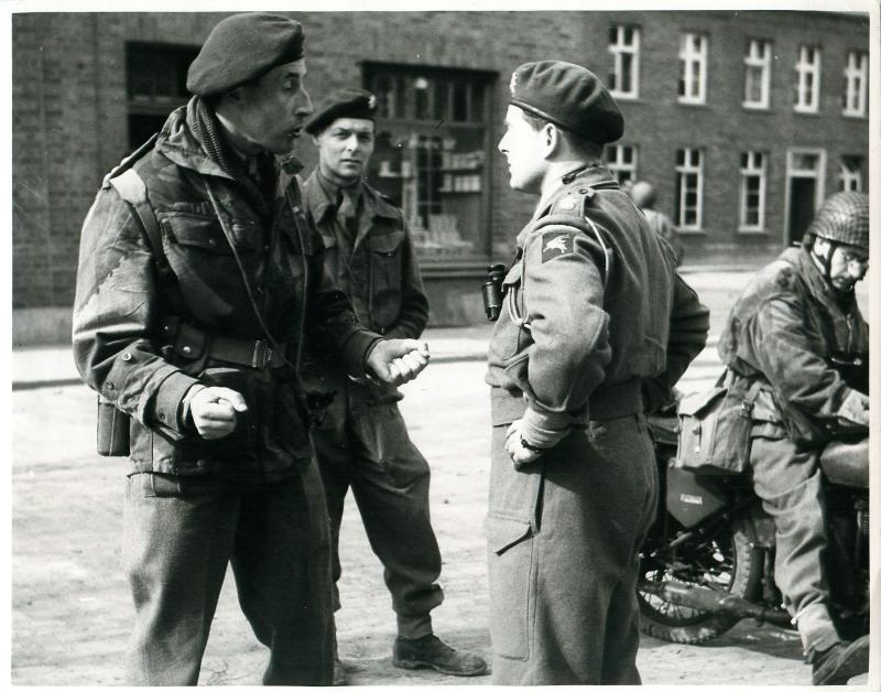 Brig Bellamy commands glider troops in Hamminkeln after its capture. March 1945.