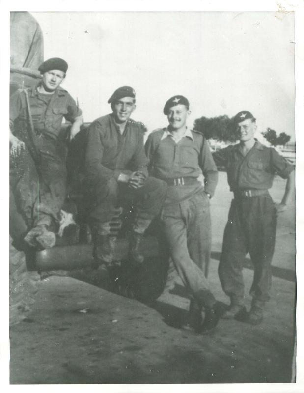 Four members of S Company, 3 PARA have a moment's rest in Haifa, 1947.