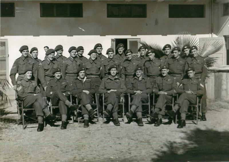 Group shot of B Company, 8 PARA ouside billets in Palestine.
