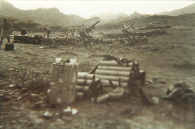105 Howitzers of 3rd Royal Horse Artillery, Thumier Airfield, Aden, 1964