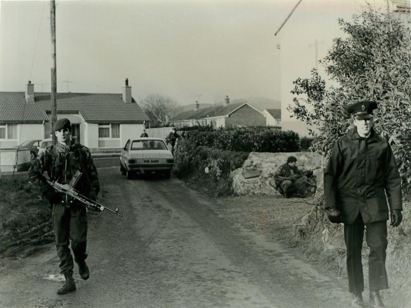 Private Grannell on a joint operation with a member of the Royal Ulter Constabulary.