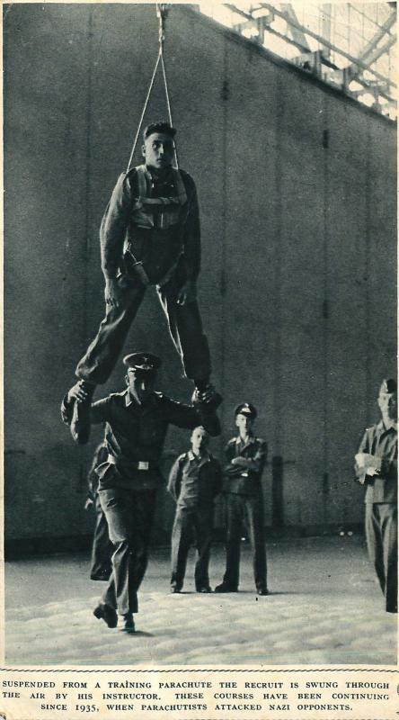 German recruit on parachute training course.