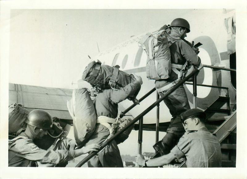 Paratroopers emplane ready for a drop in the jungle.