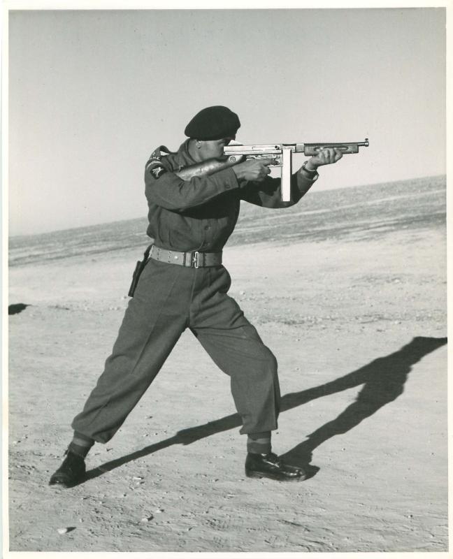 Airborne REME officer demonstrating firing positions, Jordan P1