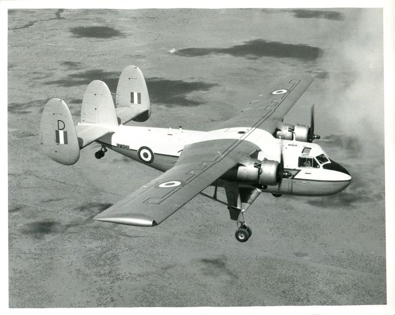 Prestwick Twin Pioneer aircraft in flight.