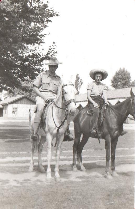 AA Lt Bolton and lady on horse back, circa 1943