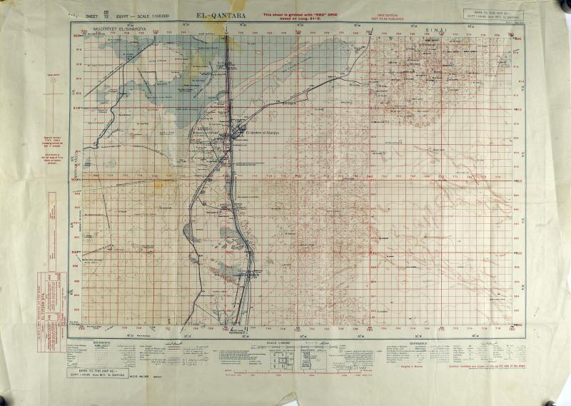 Map of El Qantara (eastern side of the Suez Canal) Ratio 1: 100,000