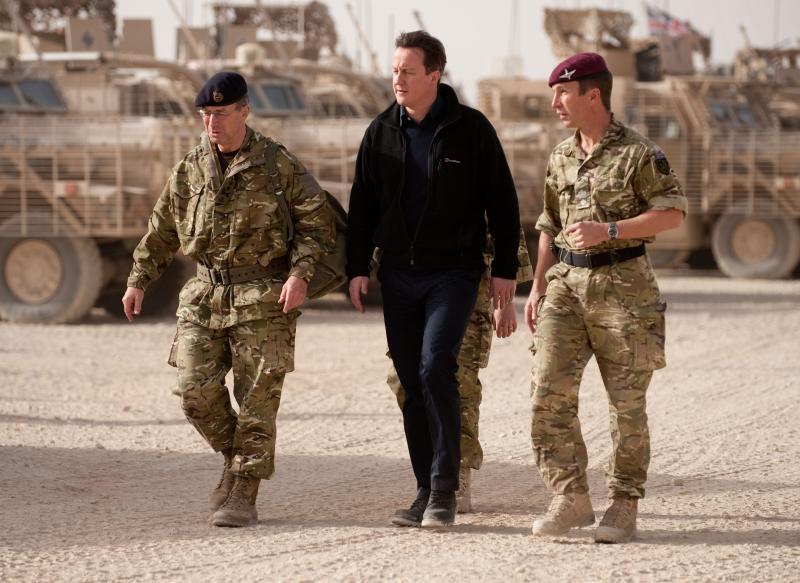 David Cameron accompanied by Chief of Defence Staff and CO 2 PARA, Afghanistan, December 2010