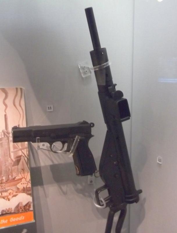 Sten Gun and Browning Pistol