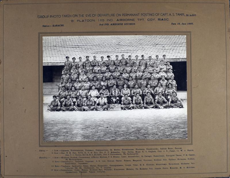 Group Photograph of B Platoon, 165 Indian Airborne Transport Company, RIASC