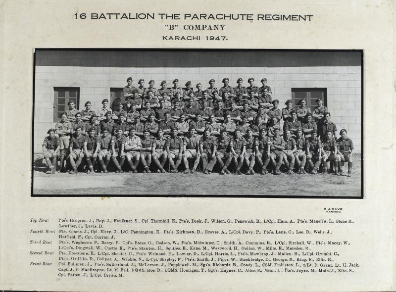 Group Photograph of B company, 16th Parachute Battalion, 1947