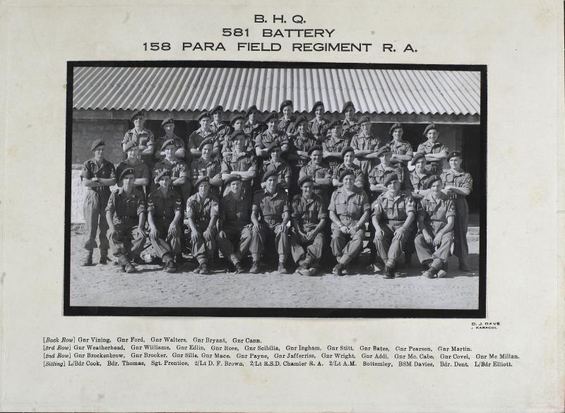 Group Photograph of Battery HQ, 581 Parachute Field Battery RA, c. April 1947