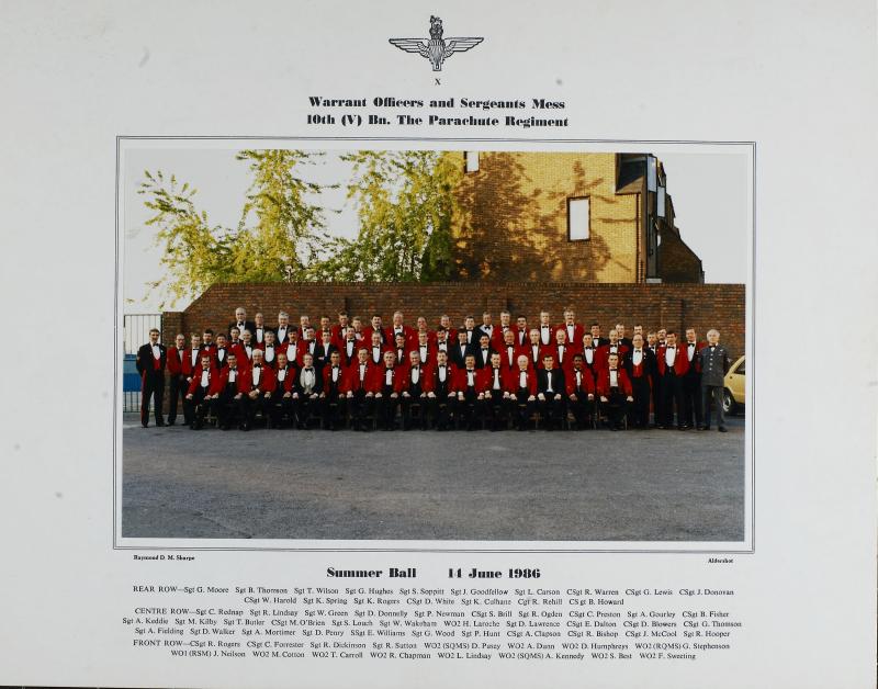 Group Photograph of Warrant Officers and Sergeant's Mess, 10th Parachute Battalion 1986
