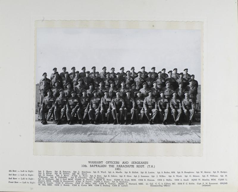 Group Photograph of Warrant Officers and Sergeant's Mess, 10th Parachute Battalion 1961