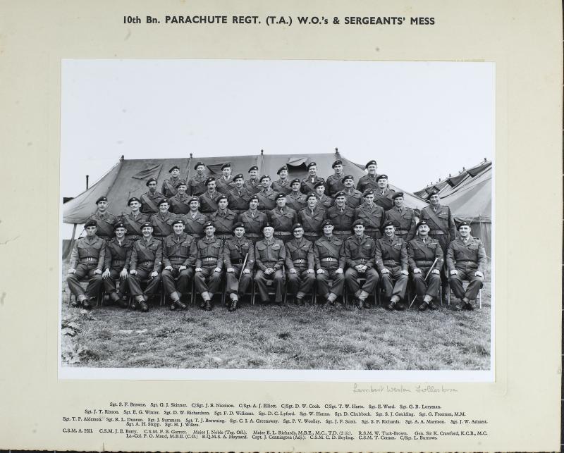 Group Photograph of 10th Parachute Battalion (T.A) Warrant Officers & Sereant's Mess 1960