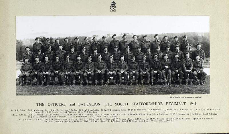 AA Group Photograph of Officers of the 2nd Battalion, The South Staffordshire Regiment, 1943.